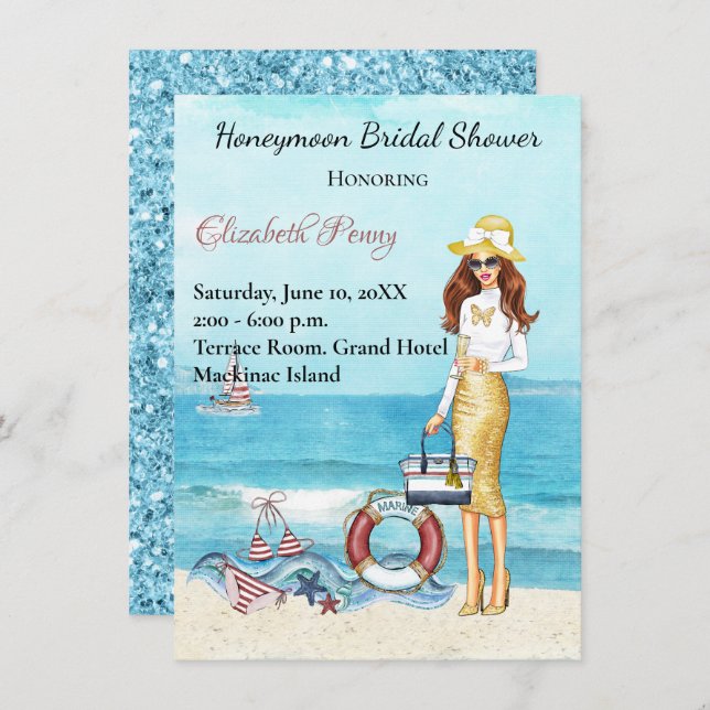 Honeymoon Bridal Shower Invitation (Front/Back)