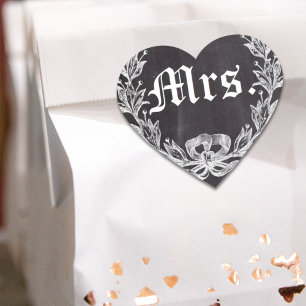 Honeymoon bride chalkboard future Mrs Heart Sticker