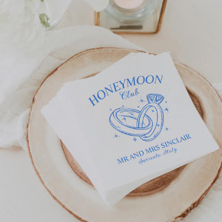 Honeymoon Club Retro Wedding Rings  Napkin