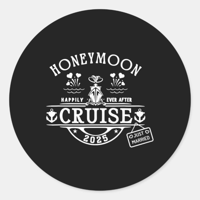 Honeymoon Cruise 2025 Bride And Groom Newlywed Cru Classic Round Sticker (Front)