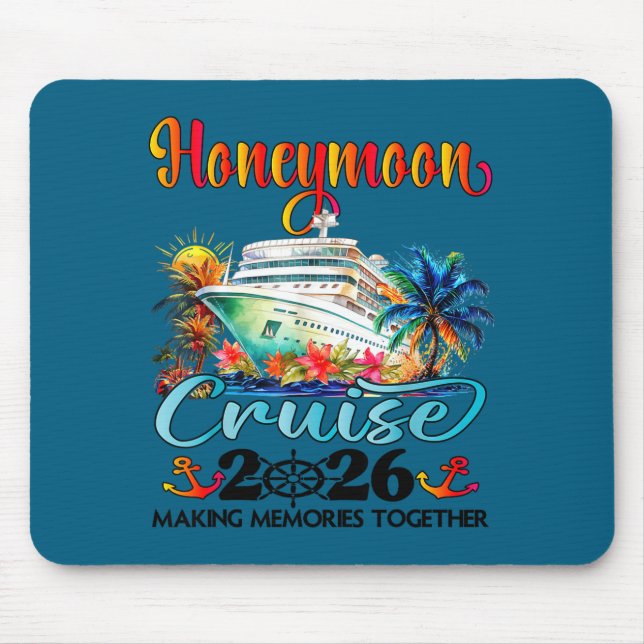 Honeymoon Cruise 2026 Just Married Design Mouse Pad (Front)