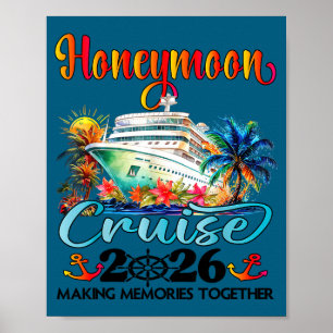Honeymoon Cruise 2026 Just Married Illustration Poster