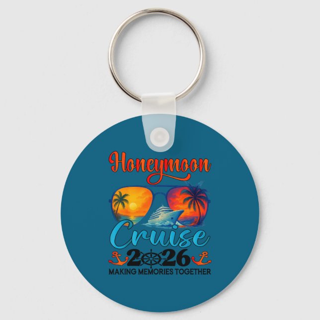 Honeymoon Cruise 2026 Just Married Key Ring (Front)