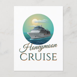 Honeymoon Cruise Newlywed Just Married Couples Postcard