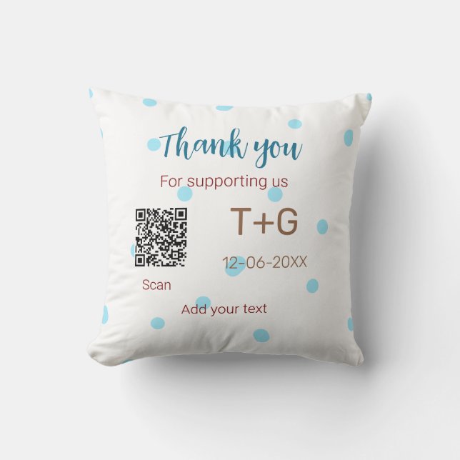 Honeymoon fund Add Q R code couple name wedding Cushion (Front)