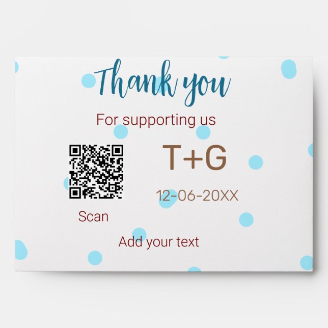 Honeymoon fund Add Q R code couple name wedding Envelope (Front)