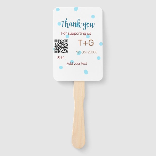 Honeymoon fund Add Q R code couple name wedding Hand Fan (Front)