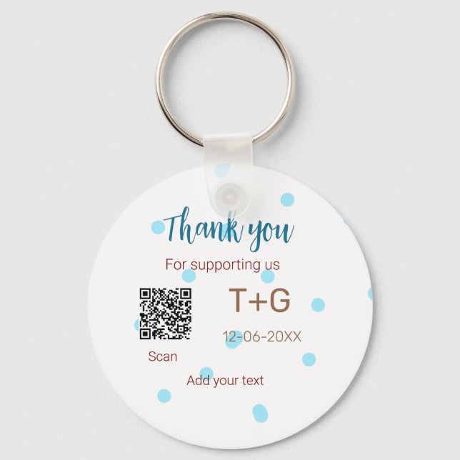Honeymoon fund Add Q R code couple name wedding Key Ring (Front)
