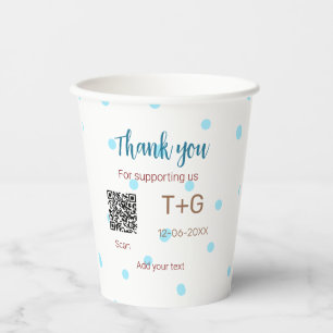 Honeymoon fund Add Q R code couple name wedding Paper Cups