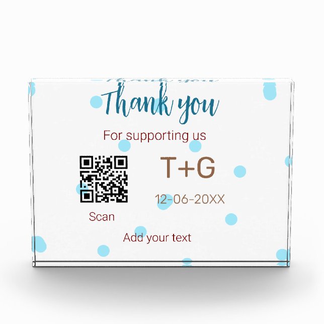 Honeymoon fund Add Q R code couple name wedding Photo Block (Front)