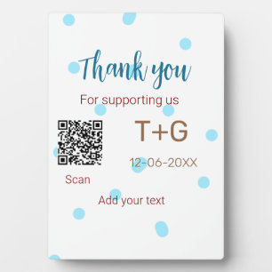 Honeymoon fund Add Q R code couple name wedding Plaque