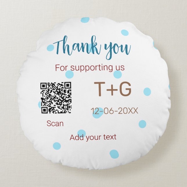 Honeymoon fund Add Q R code couple name wedding Round Cushion (Front)