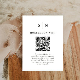 Honeymoon Fund   Black and White QR Code Registry Enclosure Card