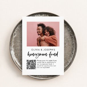Honeymoon Fund   Casual Script Photo and QR Code Enclosure Card