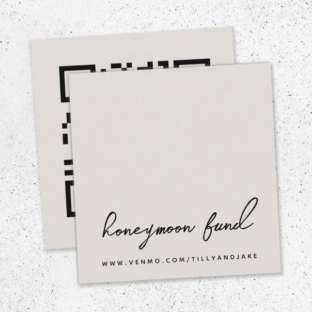 Honeymoon Fund | Digital Wedding Registry QR Code Enclosure Card (Creator Uploaded)
