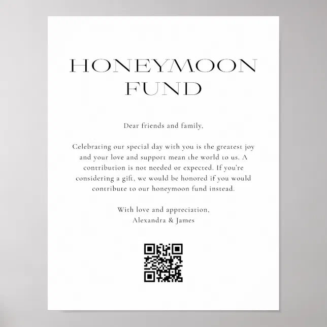 Honeymoon Fund Minimal Black White Wishing Well Poster Zazzle.co.nz