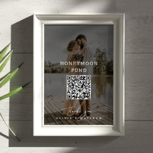 Honeymoon Fund. Minimalist QR Code photo wedding Poster
