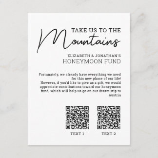 Honeymoon fund modern cash qr code enclosure card
