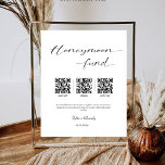 Honeymoon Fund Modern Cash QR Code Wedding Pedestal Sign<br><div class="desc">Introducing our Honeymoon Fund Modern Cash QR Code Wedding Pedestal Sign. Perfect for modern weddings, this sign combines the charm of handwritten calligraphy with the convenience of a QR code. Simply scan the code to contribute to the honeymoon fund! Crafted with care, this sign adds a personal touch to your...</div>