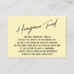 Honeymoon Fund Modern Handwriting Pale Yellow Enclosure Card<br><div class="desc">These simple, distinctive card inserts were designed to match other items in a growing event suite that features a modern casual handwriting font over a plain background you can change to any colour you like. On the front side you read "Honeymoon Fund" in the featured type; on the back I've...</div>