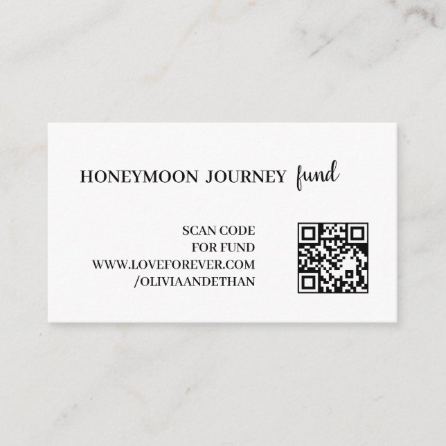 Honeymoon Fund Neutral QR Wedding Design Enclosure Card (Front)