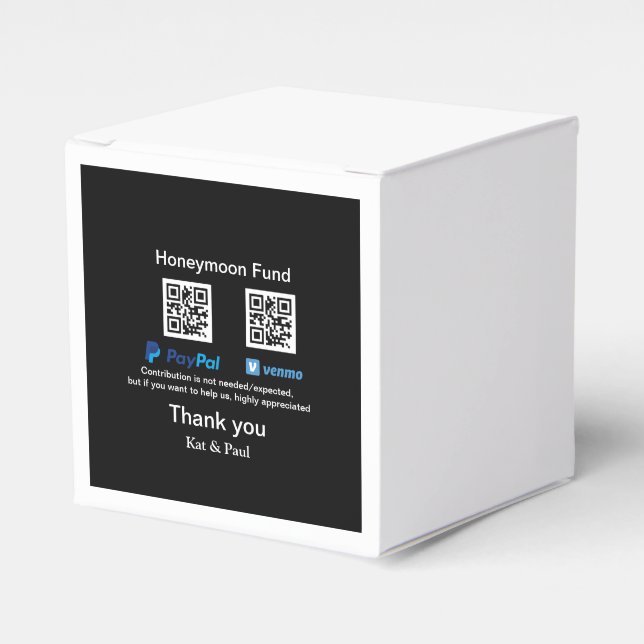 Honeymoon Fund PayPal Venmo QR code thank you Favour Box (Front Side)