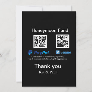 Honeymoon Fund PayPal Venmo QR code thank you Holiday Card