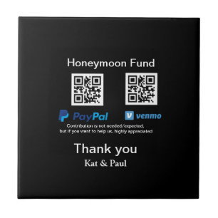 Honeymoon Fund PayPal Venmo QR code thank you Tile