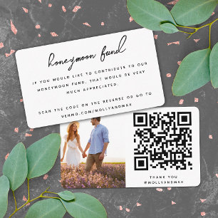 Honeymoon Fund QR Code Digital Wedding Registry Enclosure Card