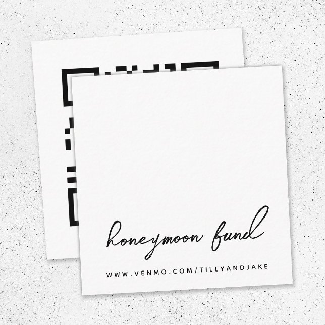 Honeymoon Fund | QR Code Minimalist White Wedding  Enclosure Card (Creator Uploaded)