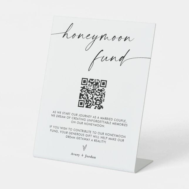 Honeymoon Fund QR Code Sign | 8x10" Modern Wedding (Front)