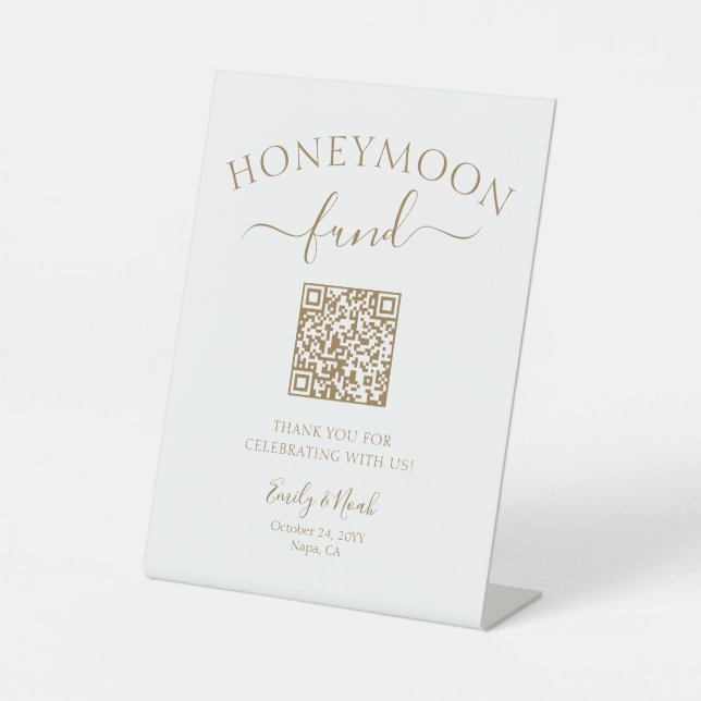 Honeymoon Fund QR Code Sign Minimalist Wedding (Front)