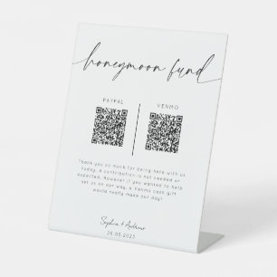 Honeymoon Fund QR Code Sign   Minimalist Wedding