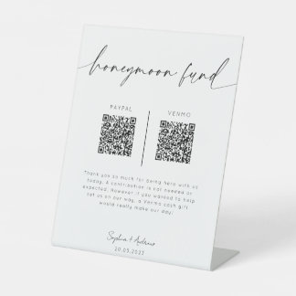 Honeymoon Fund QR Code Sign | Minimalist Wedding