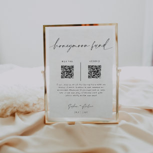Honeymoon Fund QR Code Sign   Minimalist Wedding