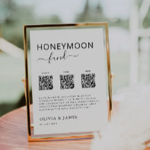 Honeymoon Fund QR Code Sign, Wedding Honeymoon  In