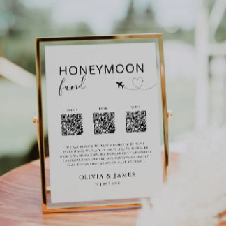 Honeymoon Fund QR Code Sign, Wedding Honeymoon In Invitation