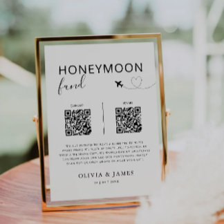 Honeymoon Fund QR Code Sign, Wedding Honeymoon  In Invitation