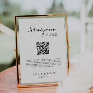 Honeymoon Fund QR Code Sign, Wedding Honeymoon Invitation