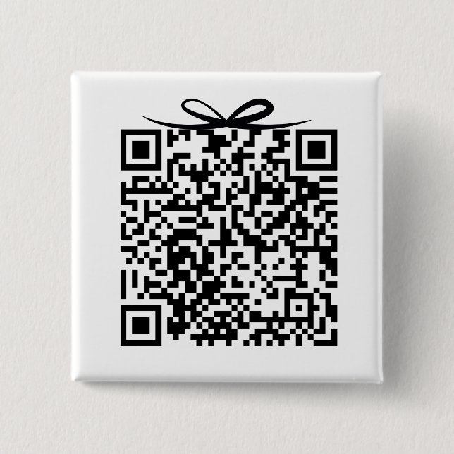 Honeymoon Fund QR Code w/bow Gift Box 15 Cm Square Badge (Front)