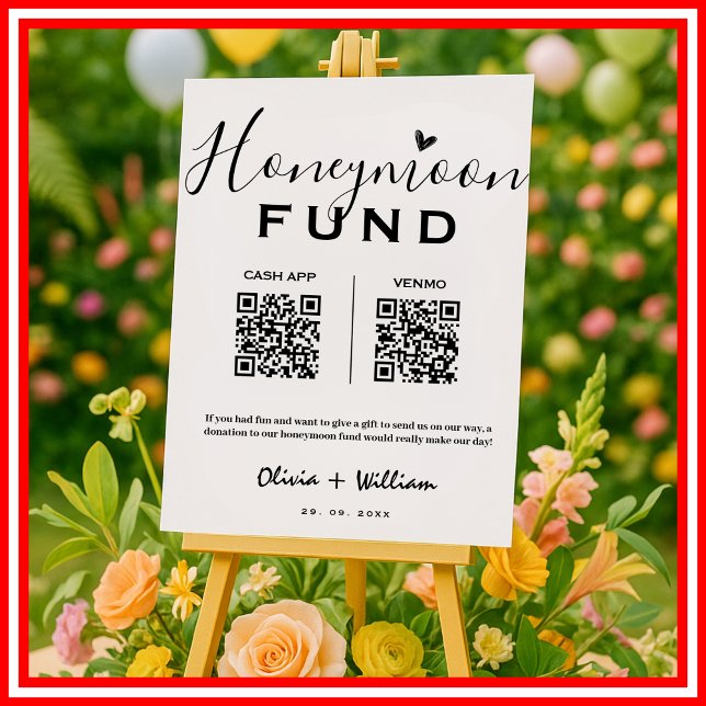 Honeymoon Fund QR Modern Honeymoon Wish Wedding Poster (Creator Uploaded)