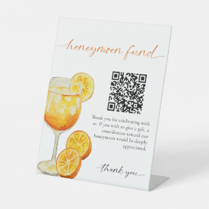 Honeymoon Fund QR Sign Orange Spritz Bridal Shower
