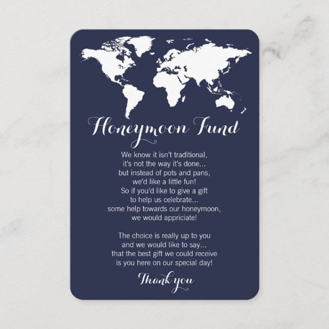 Honeymoon fund request wedding editable colour enclosure card (Front)