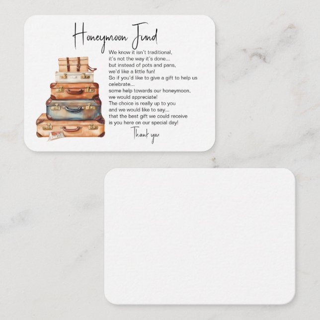 Honeymoon fund request wedding insert card (Front/Back)