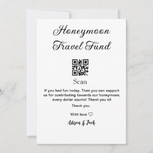 Honeymoon fund scan QR codeadd name  Invitation