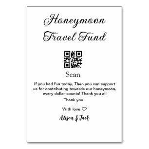 Honeymoon fund scan QR codeadd name  Table Number