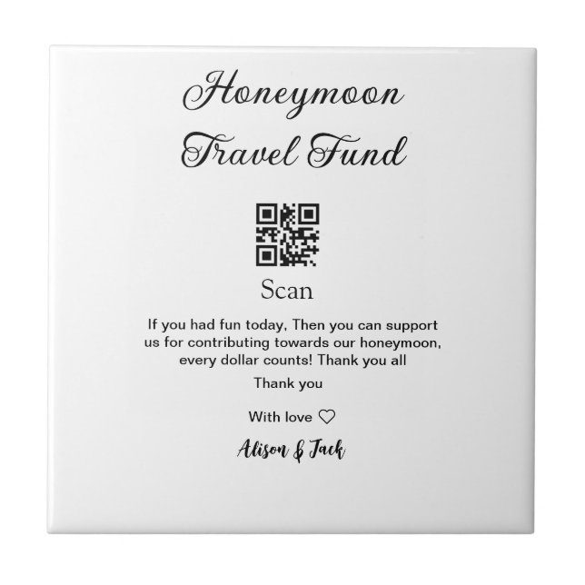 Honeymoon fund scan QR codeadd name  Tile (Front)