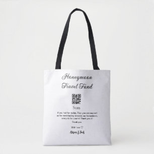 Honeymoon fund scan QR codeadd name Tote Bag