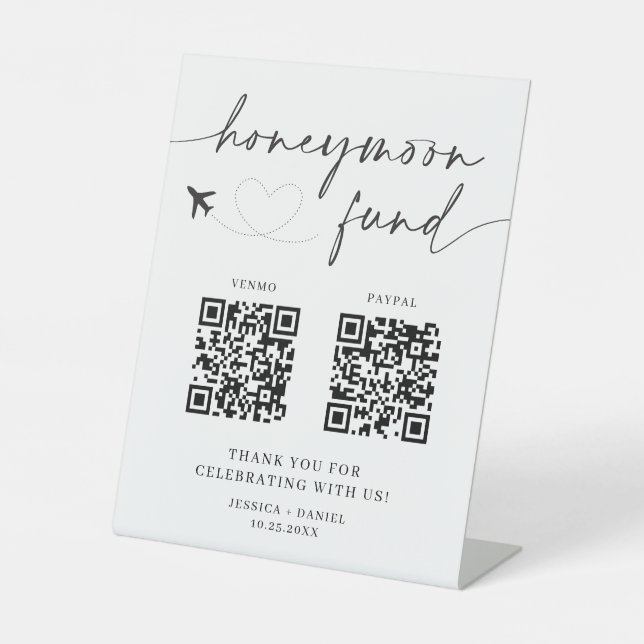 Honeymoon Fund Sign QR Code – Wedding Sign (Front)