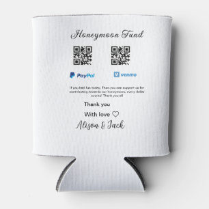 Honeymoon fund venomo paypal donation Q R couple Can Cooler